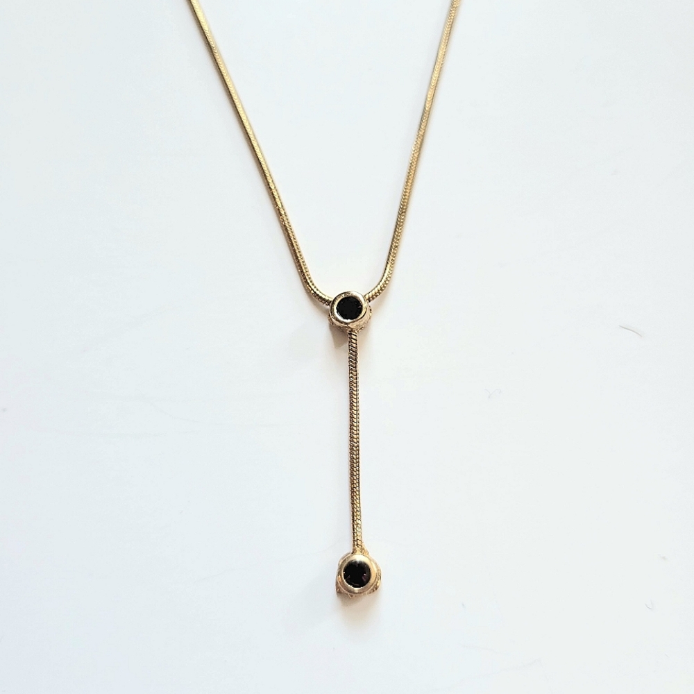 Gold Necklace With Purple Gem Stones